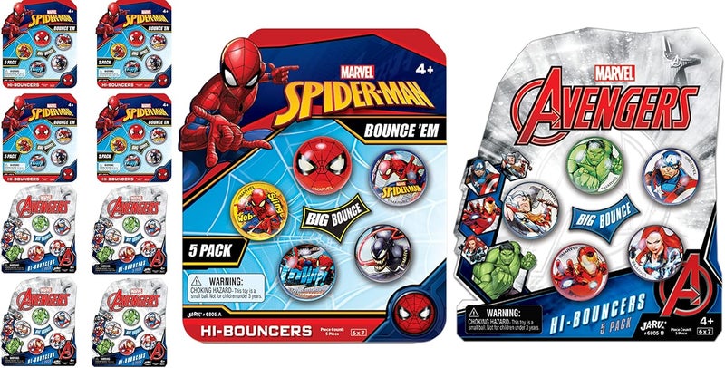 Ja-Ru Marvel Avengers & Spiderman Small Bouncy Balls for Kids (8 Pack, 5 Balls Each) Super Hero Rubber Bouncing Balls. Goodie Bags Stuffers & Treasure Box Toys For Classroom. AB-6805-8 - Image 1